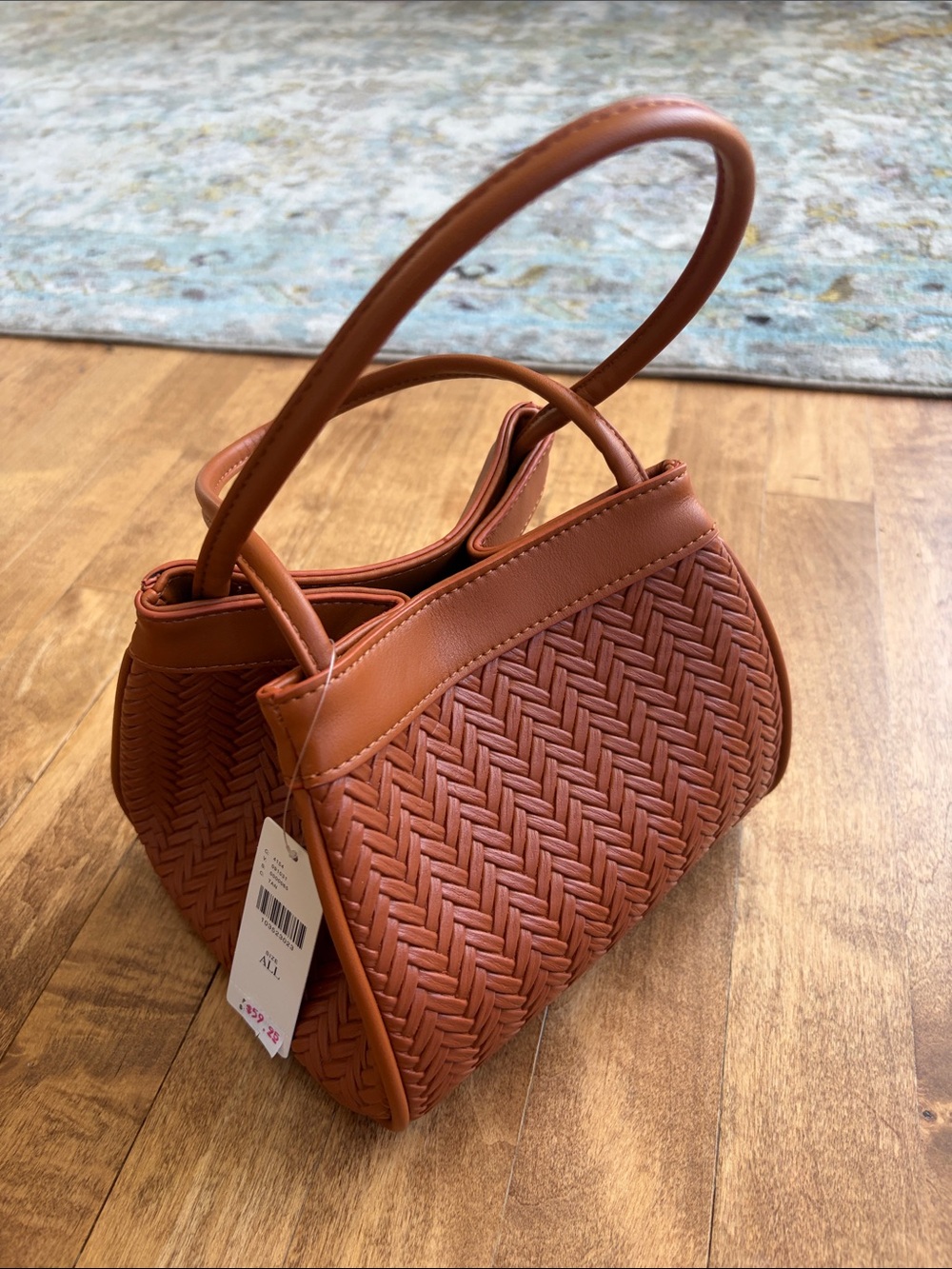 Anthropologie Woven Mini Handbag in Cognac NWT